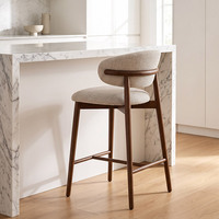 Tabourets de bar modernes en bois massif avec siège rembourré, repose-pieds, sans accoudoirs, pour îlot de cuisine, comptoir, bar, café, hôtel, restaurant, maison