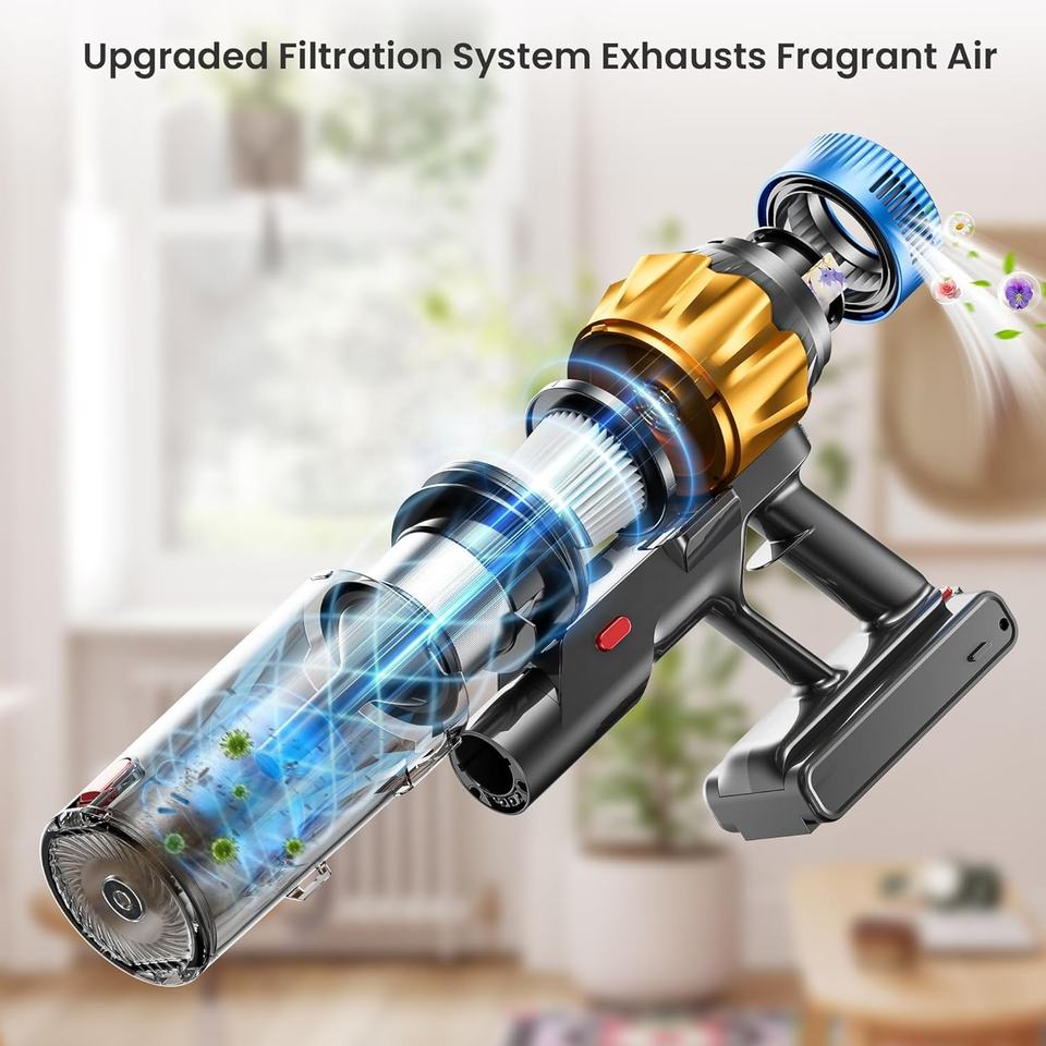V15 Roller Brush Upgraded Filtration System Cordless Vacuum Cleaner ...