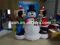 Lumière LED géante de Noël Souris gonflable Mick y Mouse avec bonhomme de neige pour décoration de jardin de Noël