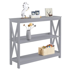 Mesa de consola gris acentuada de alta calidad, mesa de sofá estrecha de 3 niveles, estante de almacenamiento, mesa de vestíbulo, muebles para entrada - Product Image 2
