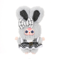 Cureplaneta Baby Three Absolute Black White Gray Bunny Plush Blind Box Monochrome Fashion Collectible Doll Mystery Gift