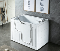 Baignoire moderne avec entrée basse et porte en verre de sécurité certifiée CE et CUPC, baignoire de massage et d'hydrothérapie pour les soins aux personnes âgées