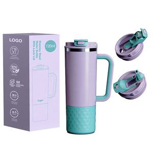 BPA-vrije roestvrijstalen 24oz vacuüm geïsoleerde waterfles met handvat en deksel, 6-12 uur thermische prestaties, kleurrijk design voor op reis - Product Image 1