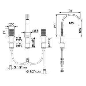 Treemme Kea 3 fori in acciaio inox Bidet da bagno Mixer Design moderno - Product Image 2