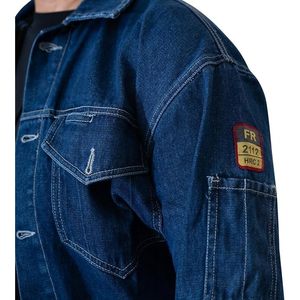 Veste en jean ignifuge tendance, 100% coton, 11 oz, bleu, coupe classique pour homme - Product Image 3