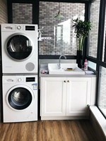 Meuble de buanderie modulaire personnalisé pour balcon, étanche, avec évier intégré, montage facile, armoire pour machine à laver, vente en gros