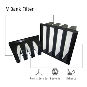 แผ่นกรองอากาศขนาดกะทัดรัด วัสดุกรองใยแก้ว กรองแบบ V Bank กรอบพลาสติก ABS สำหรับเครื่องปรับอากาศสำนักงาน ระบบกรองอากาศในสตูดิโอ - Product Image 1