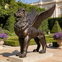 Statue de lion ailé en bronze de grande taille RELONG, sculpture de style antique pour la décoration de parcs, jardins extérieurs