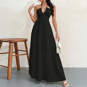 Abito Estivo da Donna PASUXI 2026 Sexy Monocolore con <span class=keywords><strong>Scollo</strong></span> a V, <span class=keywords><strong>Halter</strong></span>, Cintura e Orlo a Balze, <span class=keywords><strong>Vestito</strong></span> a Trapezio per Donna - Product Image 3
