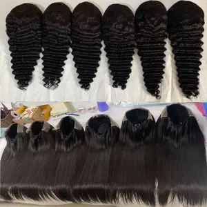 Vente en gros 13x4 13x6 5x5 360 HD perruque à fermeture frontale en dentelle vendeurs, perruques de cheveux humains vierges bruts alignés sur les cuticules pour les femmes noires