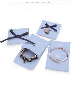 Hot Bán Biểu Tượng Tùy Chỉnh Chất Lượng Cao Màu Xanh Đồ Trang Sức Pouch Nút Phong Bì Với Ribbon <span class=keywords><strong>Bow</strong></span> Bông Tai Quà Tặng Đóng Gói Túi Nhung - Product Image 2