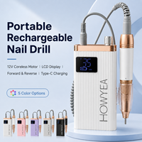 Machine à ongles professionnelle portable rechargeable, moteur sans noyau 35000 tr/min, lime à ongles électrique pour manucure acrylique et gel