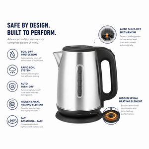 New Arrival Modern 220V Stainless Steel <b>Kettle</b> Mechanical 1500W 1.8L <b>Large</b> Capacity for Household Use 1.8L Capacity Sufficient f - Product Image 2