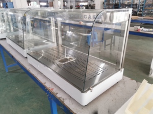 Vitrine chauffante professionnelle 1,6 kW pour aliments, 900 mm, avec porte vitrée, pour restaurants, boulangeries et traiteurs - Product Image 4
