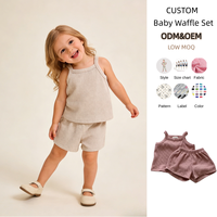 Ensemble gaufré été personnalisé pour bébés et petites filles : haut sans manches et short – Nouvelle collection deux pièces pour enfants