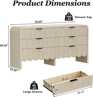 Commode à 6 tiroirs en bois cannelé et festonné style bohème, meuble de rangement moderne pour chambre à coucher, maison ou hôtel