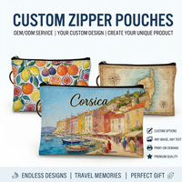 Pochette zippée personnalisée à faible MOQ, vente en gros, avec logo, souvenir touristique Corse France, pochette de sport en cuir pour femme