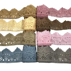 6.5cm Colorful Lace Trim Sewing Crochet Ribbon Vintage Assorted Eyelet Lace Ribbons Roll for DIY Dollies Dress Wedding Crafts