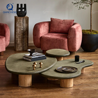 Ensemble de tables basses gigognes de forme irrégulière style Wabi-Sabi moderne, vente en gros, taille personnalisée, fabricant OEM ODM, mobilier de salon