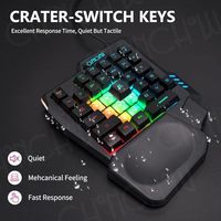 Teclado para Juegos de Una Mano OEM ODM, 35 Teclas, LED de Arcoíris, USB con Cable, Ergonómico, con Reposamuñecas, Mini Portátil, Compatible con PS4, PS5, Xbox, PC, Laptop