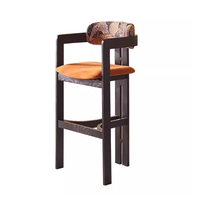 Tabouret de bar pivotant moderne français avec dossier, en bois de frêne massif, chaise haute pour comptoir, idéal pour la maison, le bar, la salle à manger, le restaurant, l'extérieur et la salle de sport