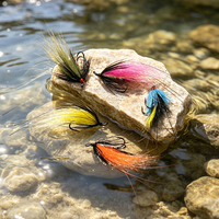 8 couleurs de mouches humides pour saumon Steelhead avec # 6 mouches streamer à double hameçon barbelé, avec plumes de coq et queue de renard, pour la pêche au black-bass et à la truite