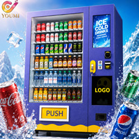 Distributeur automatique de boissons et de collations réfrigérées pour jus en bouteille, avec paiement par pièces, carte, espèces ou sans argent liquide