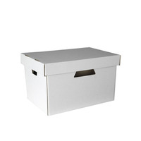 Caja de Almacenamiento de Archivos Personalizada, Caja de Embalaje de Cartón Corrugado Reciclable con Tapa y Asas