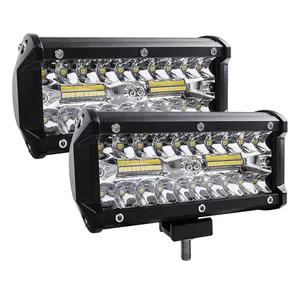 Luz de trabalho LED para carro Barra de luz LED de 120 W Três linhas de luzes off-road de 7 polegadas