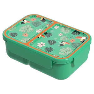 BPA Free Cute 2-Compartment Plastic Lunch Box Kids Bento Dining Bento Lunch Box For Children