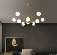 Lámpara de Techo LED Moderna de Diseño Simple y Creativo, con Múltiples Bombillas y Pantalla de Cristal