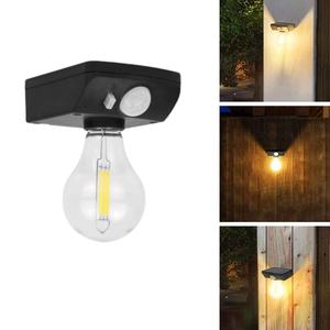 Lámpara de Pared Solar con Sensor de Movimiento, Bombilla LED de Filamento de Tungsteno Vintage, Lámpara de Pared Exterior Impermeable con Energía Solar para Jardín y Porche - Product Image 2