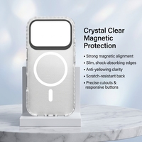 Étui de téléphone magnétique transparent antichoc en TPE+TPU+PC pour iPhone 13/14/15/16/17 Pro Max, étui de téléphone givré