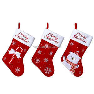 Calcetines Navideños Rojos Bordados Personalizables, Estilo Tradicional, Poliéster Ecológico, Árbol de Navidad, Acebo, <span class=keywords><strong>Hohoho</strong></span>, Fábrica - Product Image 3