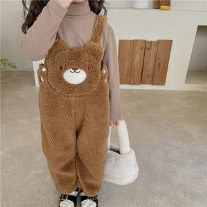 Unisex Teddy Fleece Baby Bib Pants Oso de dibujos animados bordado Teddy Fleece Overoles <span class=keywords><strong>para</strong></span> bebé - Product Image 3