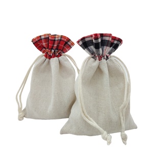 Custom <b>Drawstring</b> Cotton Gift <b>Bags</b> Calico <b>Make</b> <b>up</b> Pouch - Product Image 1