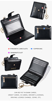 Dompet Tipis Fungsional Baru Baellerry untuk Wanita dan Remaja Putri dengan Gantungan Kunci, Dompet Lipat Dua dengan Resleting untuk Uang Koin dan Tempat Kartu, Kulit PU Elegan