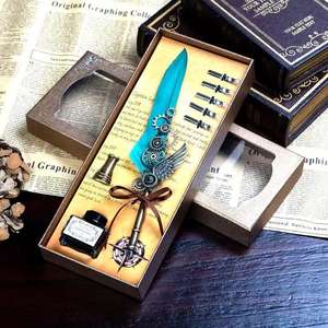 Ensemble de stylos à <span class=keywords><strong>plume</strong></span> vintage punk, stylo à <span class=keywords><strong>plume</strong></span> en métal, bouteille d'encre, coffret cadeau personnalisé pour l'écriture - Product Image 2