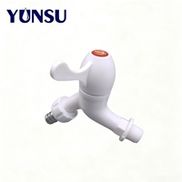 Robinet mural en plastique YUNSU DN15 1/2 pouce, robinet d'eau blanc à poignée unique en forme de tuyau pour lavabo, usage extérieur et jardin