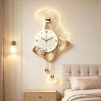 Jam Dinding Kuarsa Mewah Berbentuk Gelombang dengan Lampu LED - Desain Still Life Modern, Tanpa Suara, Dioperasikan dengan Baterai untuk Ruang Tamu