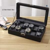 Mode cuir PU 3/6/12 fente montre boucle d'oreille Bracelet boîte de rangement montre bijoux boîte de rangement multi fonction organisateur étui