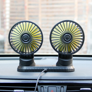 Ventilateur de voiture à double tête USB, mini ventilateur électrique pour camions et berlines avec fonction oscillante - Product Image 2