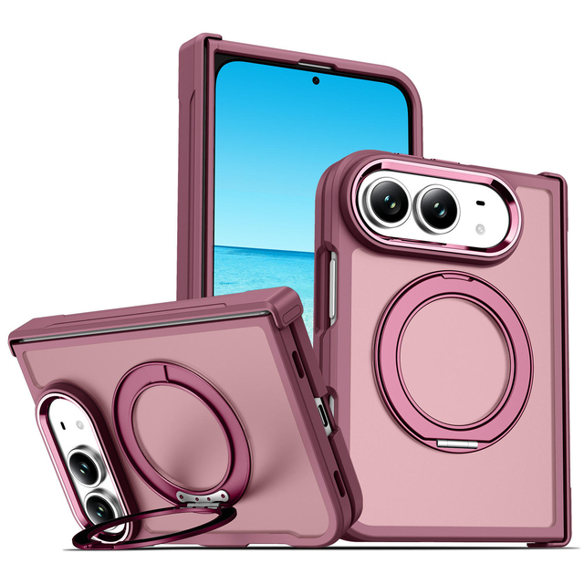 Hot Sale 360 Rotating Kickstand Magnetic Bracket Skin Feeling TPU PC Matte Shockproof Cover Phone Case for iPhone 18 Fold