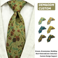 Corbata de Algodón Verde Oliva con Diseño Floral de Guisantes Dulces para Boda, Corbata Personalizada con Logotipo para Hombre, Fabricante de Corbatas