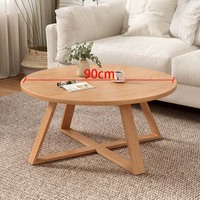 Table ronde miniature réglable au design minimaliste contemporain, en bois massif, pour salon, meubles de style moderne, style panneau