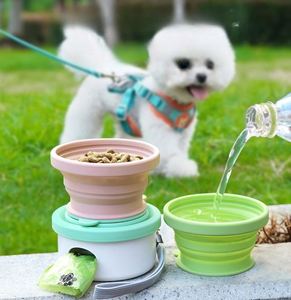 Gobelet de voyage portable 3 en 1 pour chien avec rangement pour nourriture, distributeur de sacs à déjections et bol pliable, cadeau promotionnel pour animaux de compagnie avec logo personnalisé - Product Image 3