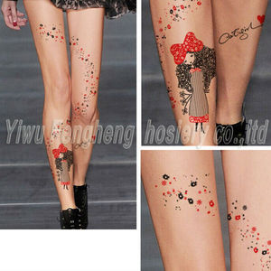 OEM Servizio Ghette Delle Donne 2020 Stampa Digitale Nero Pipistrello paisley del tatuaggio stampato calza - Product Image 6