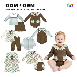 Combinaisons pour bébés filles en velours côtelé à imprimé floral, douces au toucher, avec poche, 0-3 mois, logo personnalisé, fournies directement par l'usine Puresun - Product Image 1