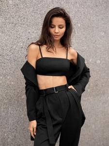 Pantalons droits en tissu sergé pour femmes, <span class=keywords><strong>pantalon</strong></span> de costume vintage sans blazer, <span class=keywords><strong>pantalon</strong></span> droit personnalisé pour femmes - Product Image 6