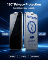 Protector de Pantalla de Privacidad de Vidrio Templado 2.5D Anti-Espía Personalizable, Dureza 9H, Ultrafino de 0.33mm para 18 17 16 14 15 Pro Max